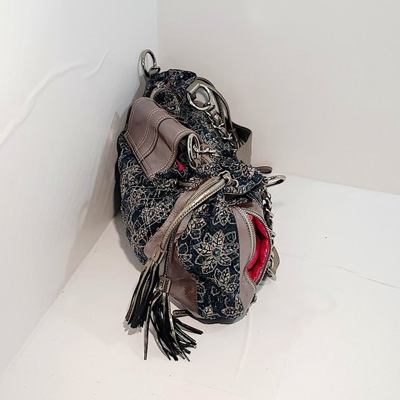 .114 SHOW Sharif Designed In New York Metallic Blue Green Sparkle Handbag - Picture 4 of 14